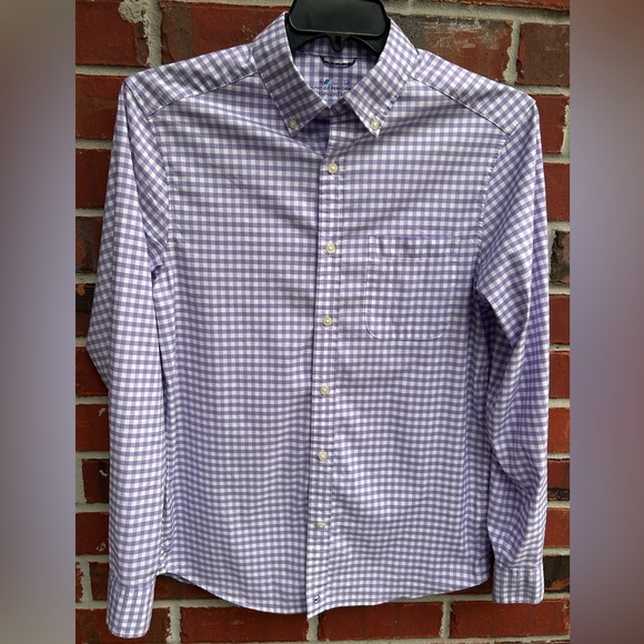 Vineyard Vines Other - Vineyard Vines OTG On-The-Go Performance Long Sleeve Purple Gingham S Shirt C4